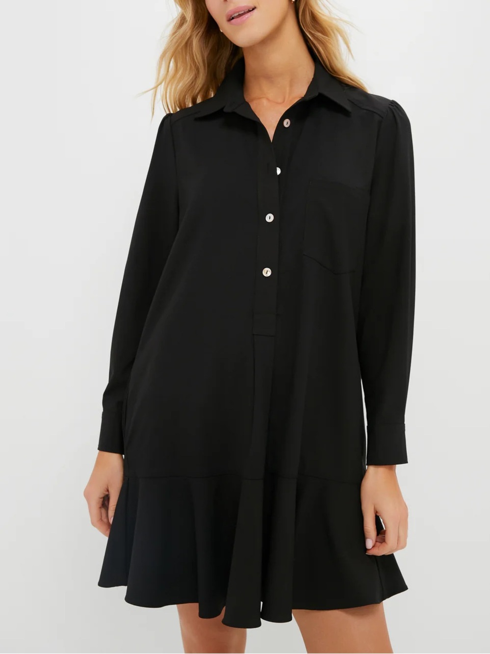 Tuckernuck Black Crepe Callahan Shirt Dress Button Up Mini Cotton XS